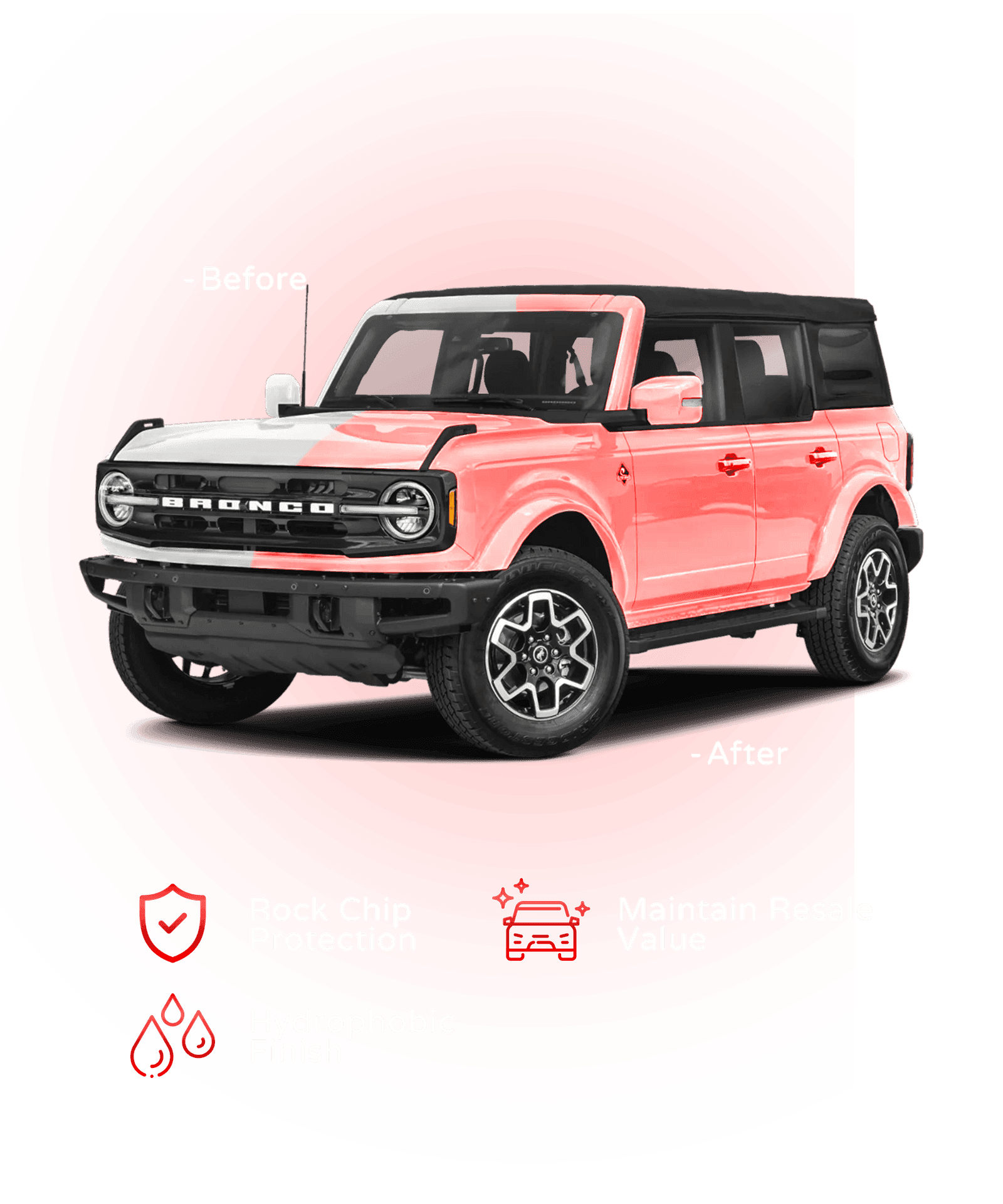 Standard Pro Package — before and after on a Ford Bronco
