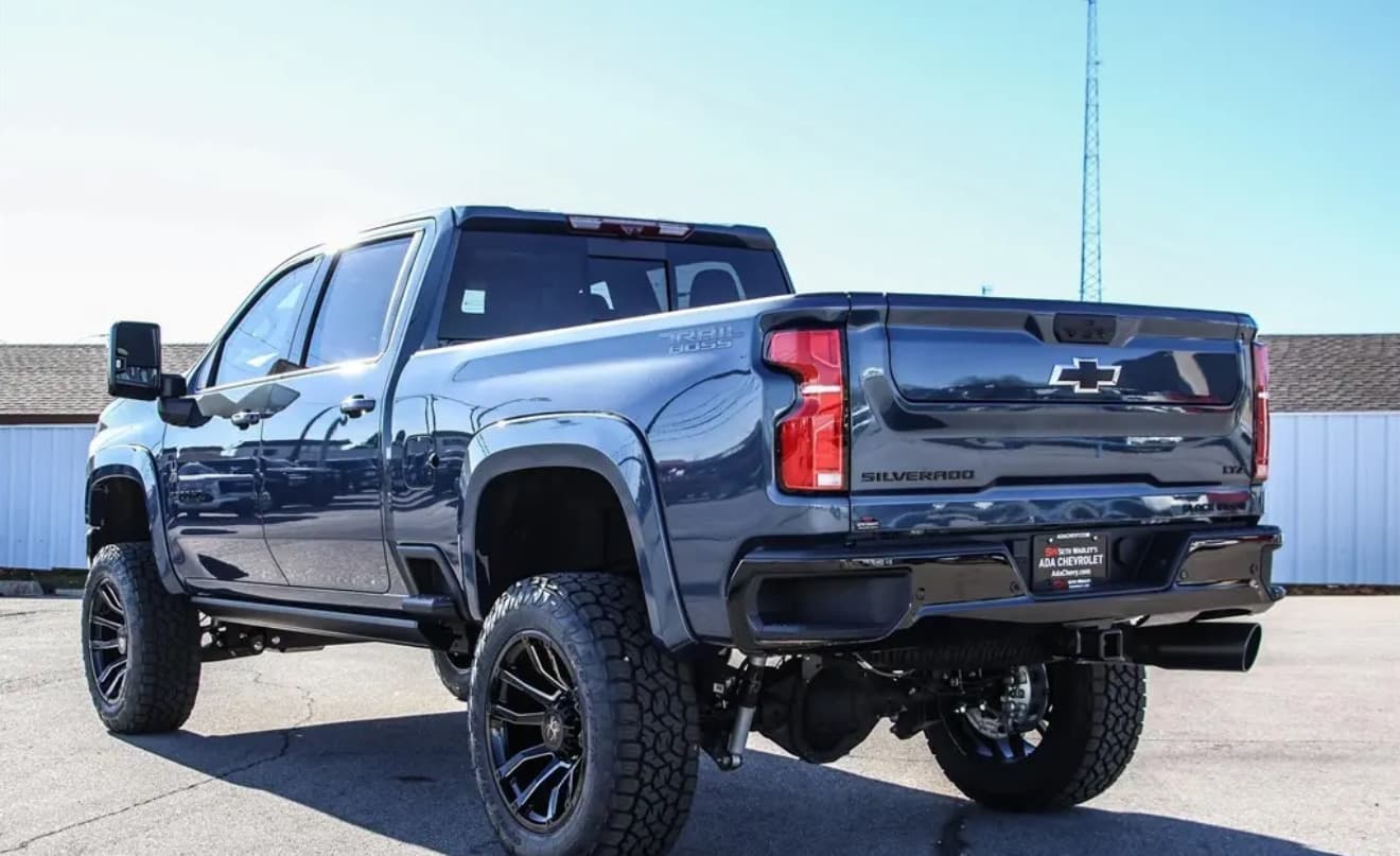 Freshly detailed truck outside the Grimeaway Autoworks shop