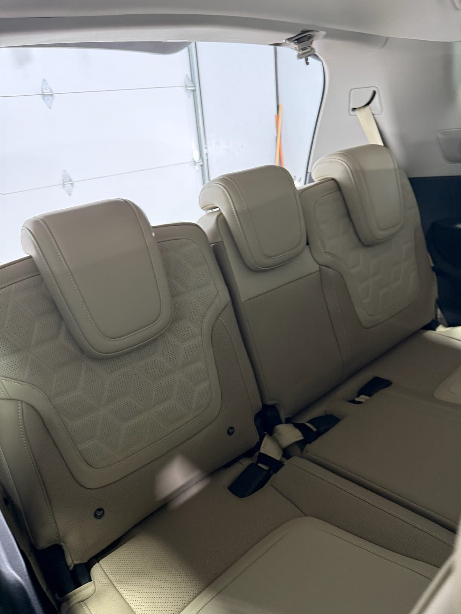 Cream leather rear seats after interior restoration
