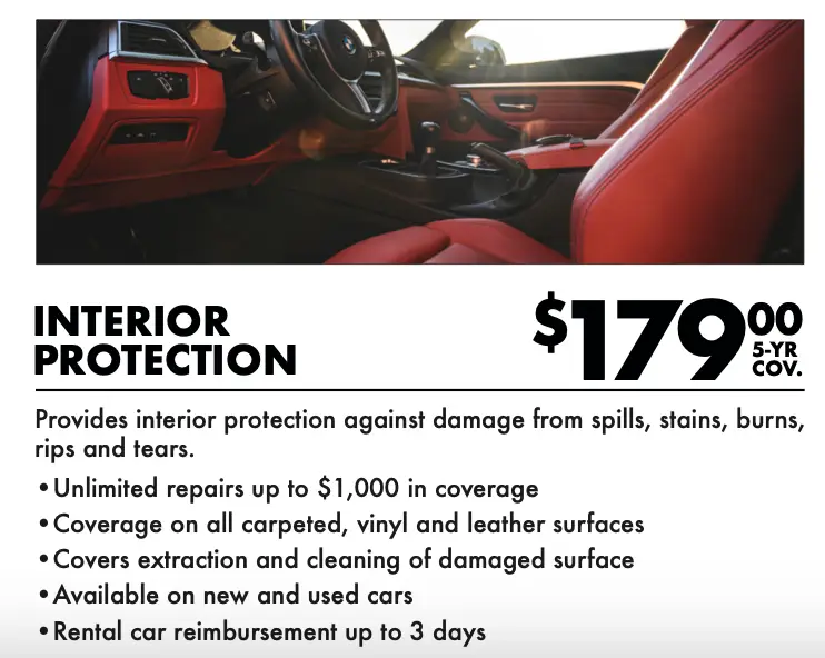 Interior protection warranty plan